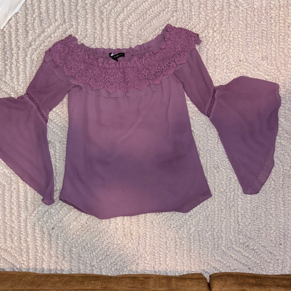 White House Black Market Lavender Lace Blouse